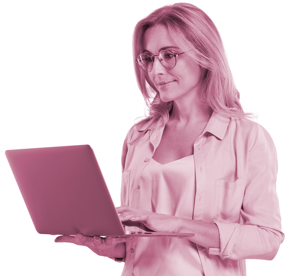 Woman holding a laptop